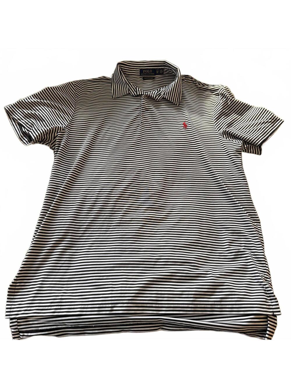 POLO RALPH LAUREN Mens XL‎ Black/White Performance Short Sleeve Polo Golf Shirt